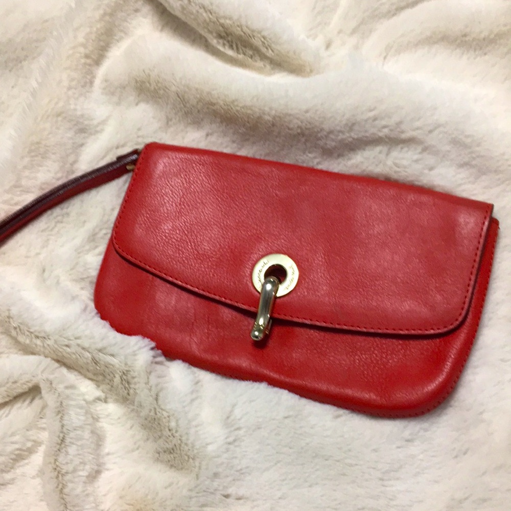 Chic Kate Spade Red Leather Wristlet Clutch